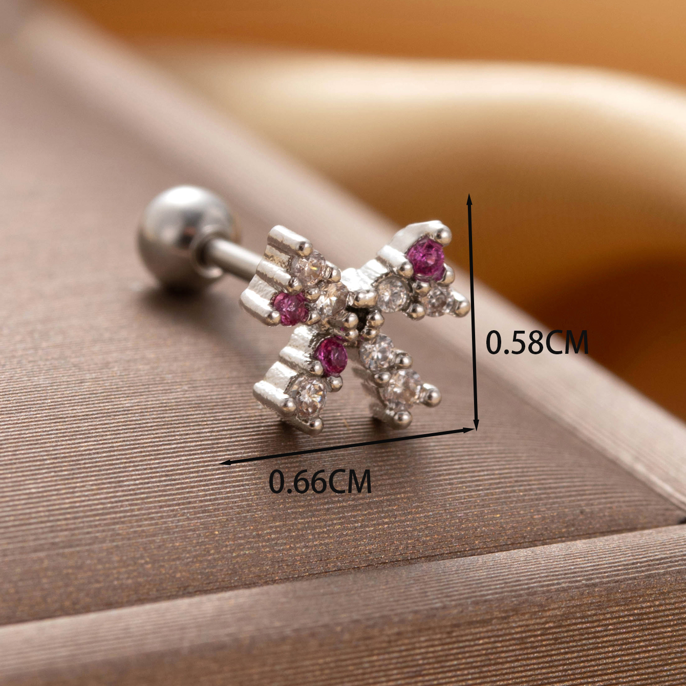 1 Piece Casual French Style Christmas Socks Butterfly Bow Knot Hollow Out Inlay Copper Zircon Cartilage Earrings display picture 2
