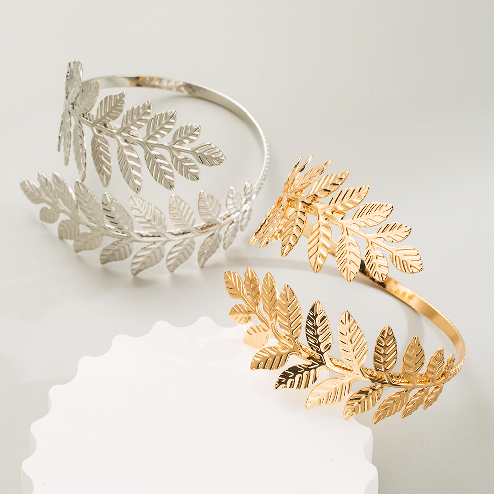 Bijoux En Gros Exagéré Vacances Style Classique Feuilles Alliage Plaqué Or 14K Placage Bracelet display picture 2