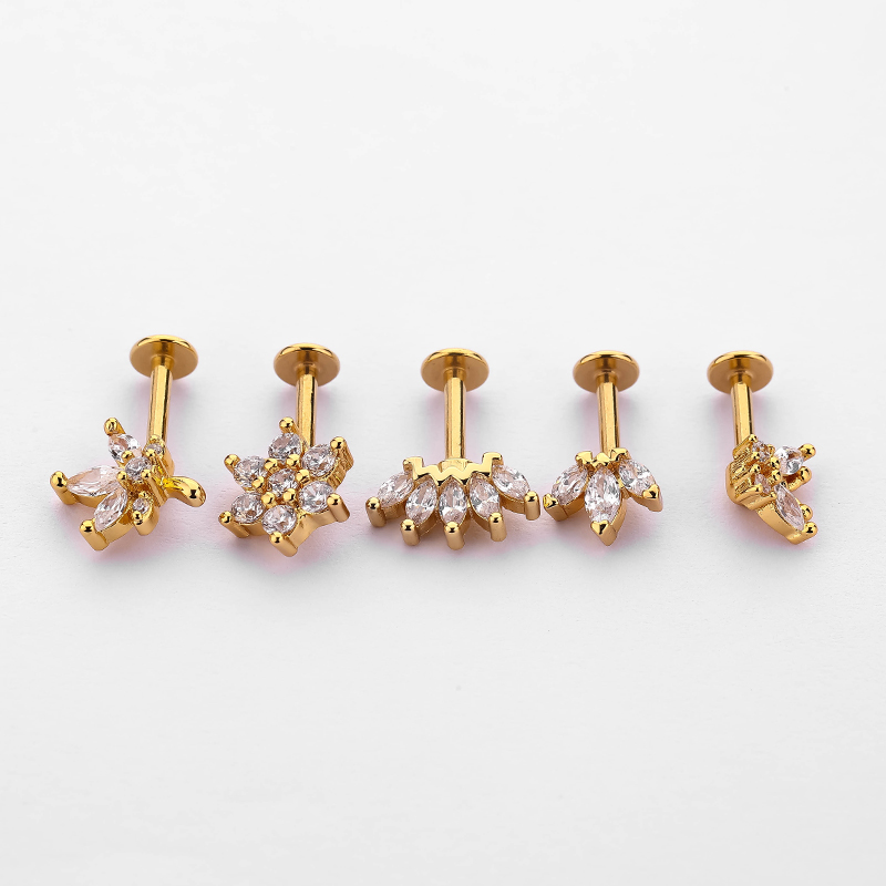 1 Piece Ear Cartilage Rings & Studs Simple Style Crown Butterfly 316L Stainless Steel  Flowers Butterfly Zircon Lip Rings Ear Cartilage Rings & Studs display picture 7