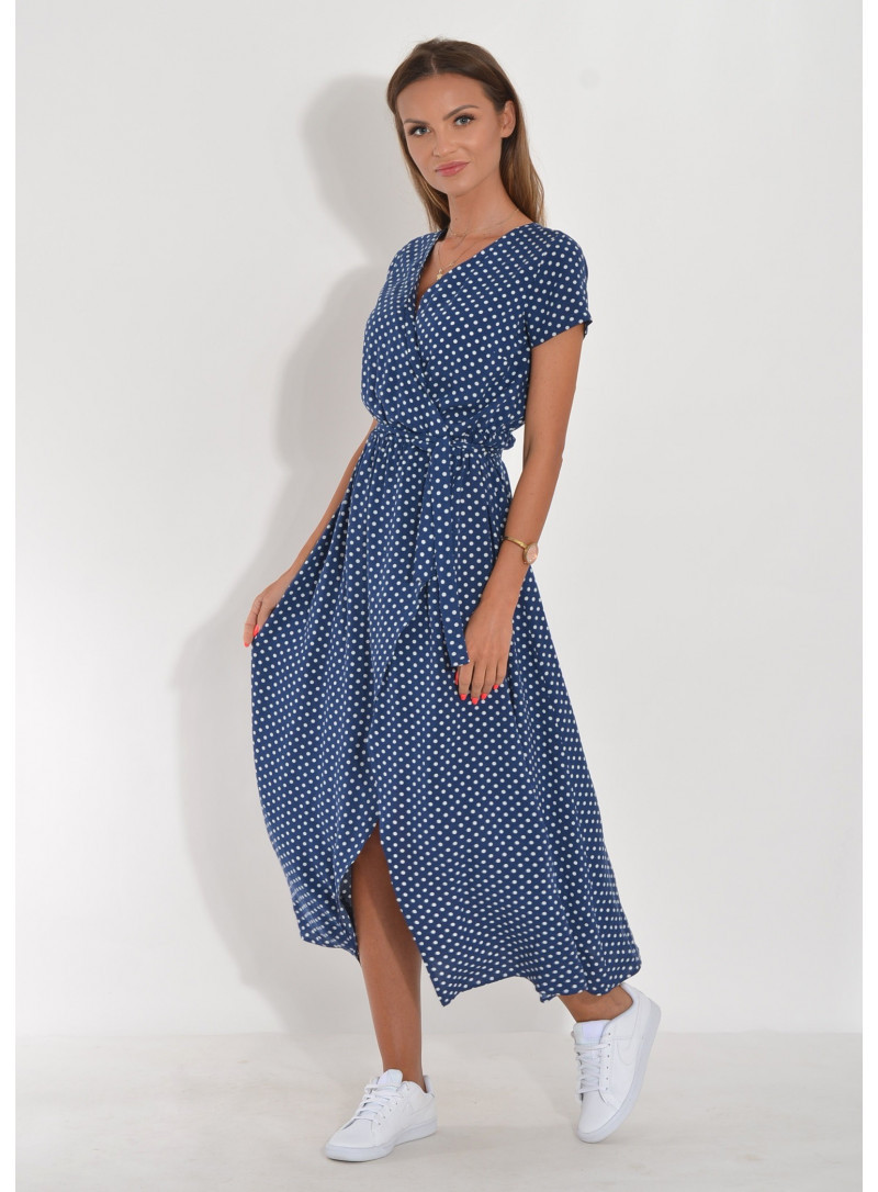 Women's Regular Dress Vacation V Neck Short Sleeve Printing Round Dots Solid Color Midi Dress Weekend Daily Date display picture 18