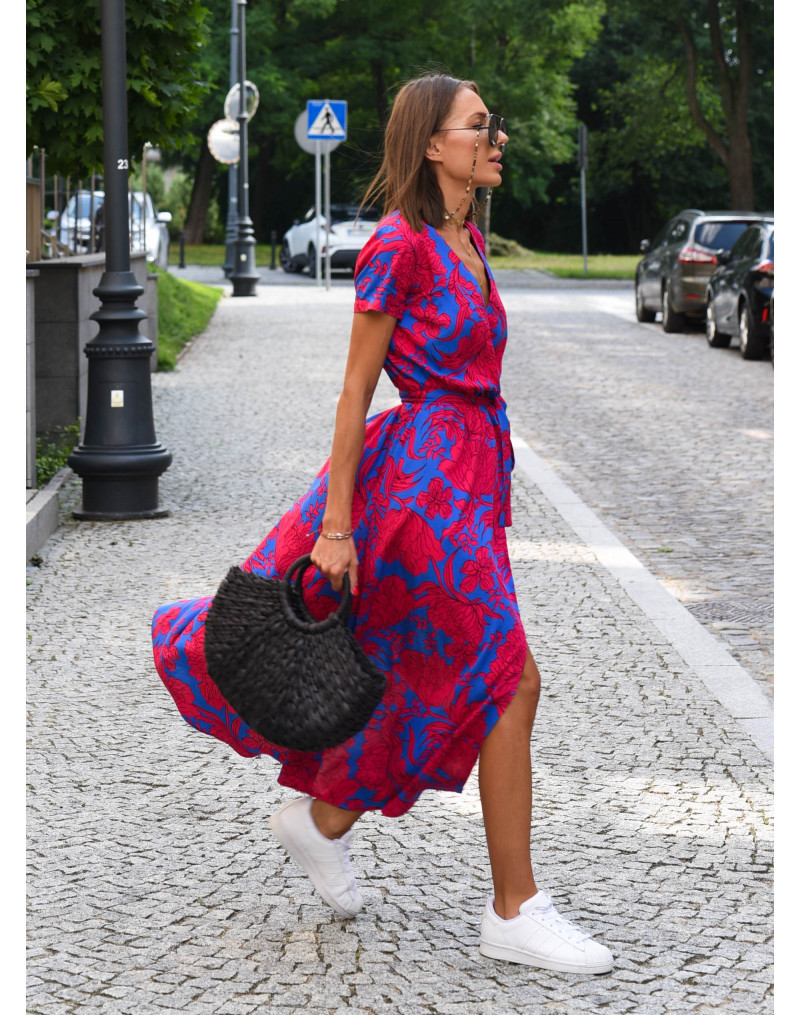 Women's Regular Dress Vacation V Neck Short Sleeve Printing Round Dots Solid Color Midi Dress Weekend Daily Date display picture 20