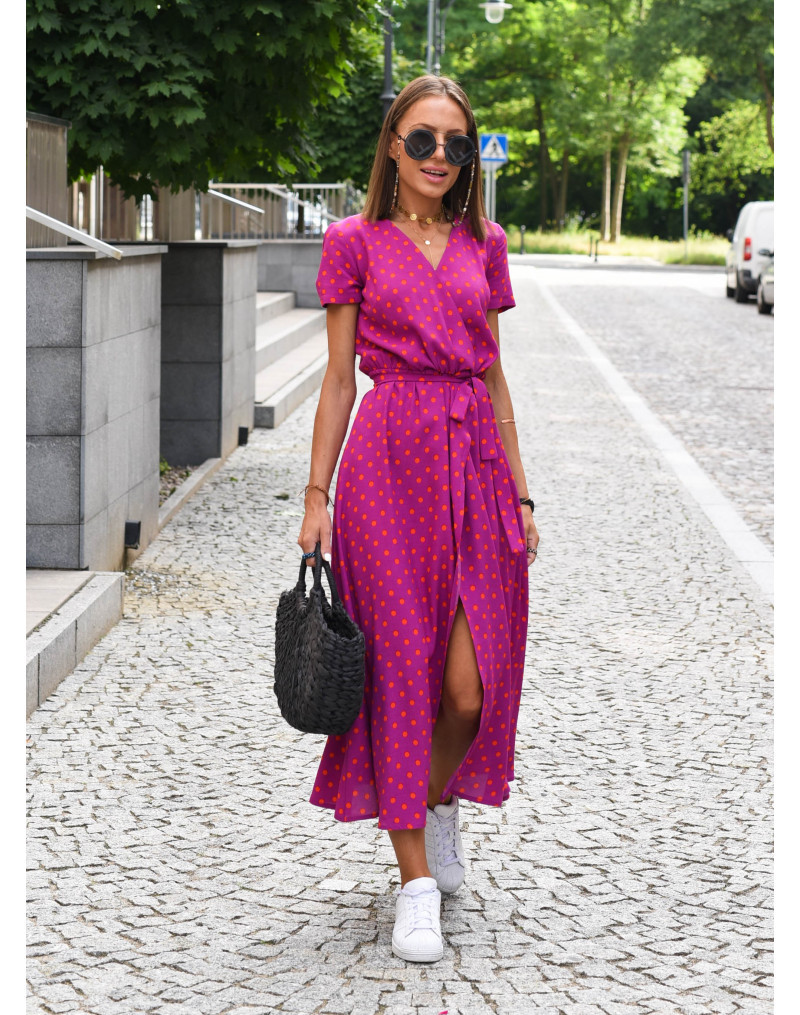 Women's Regular Dress Vacation V Neck Short Sleeve Printing Round Dots Solid Color Midi Dress Weekend Daily Date display picture 30