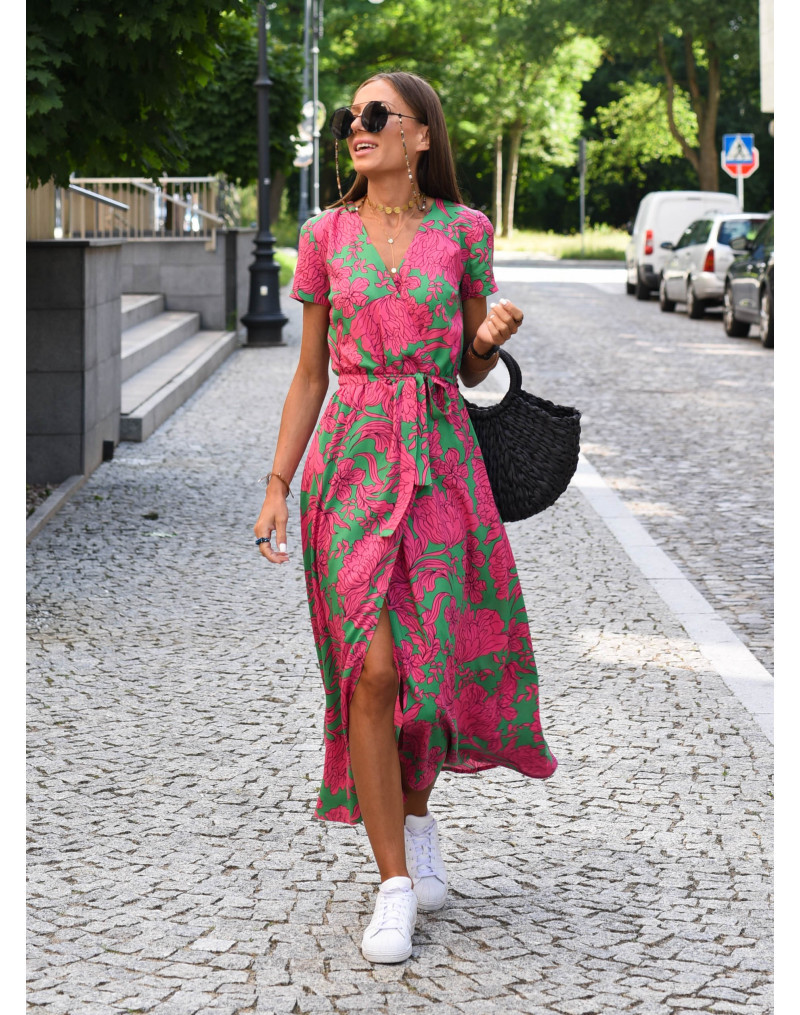 Women's Regular Dress Vacation V Neck Short Sleeve Printing Round Dots Solid Color Midi Dress Weekend Daily Date display picture 24