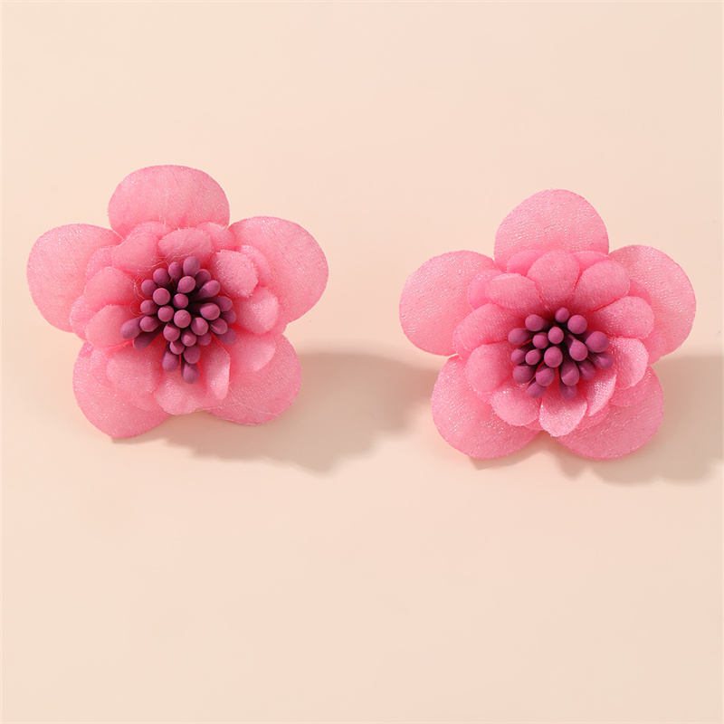 1 Pair Cute Lady Sweet Flower Inlay Cloth Artificial Pearls Ear Studs display picture 47