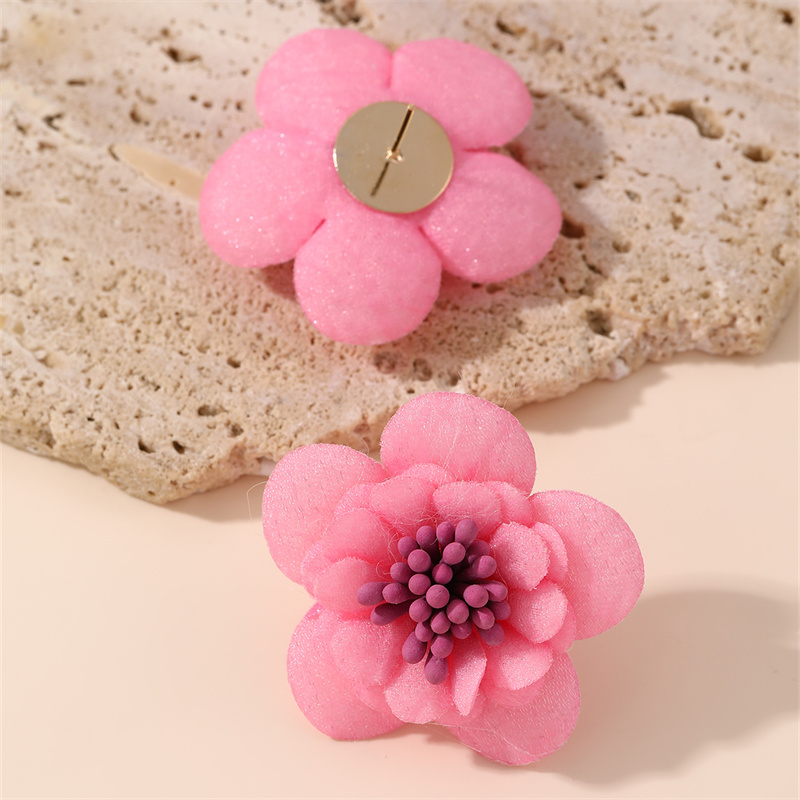1 Pair Cute Lady Sweet Flower Inlay Cloth Artificial Pearls Ear Studs display picture 50