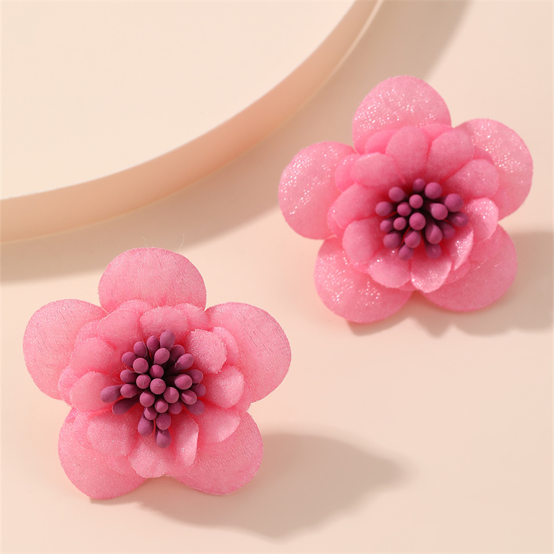 1 Pair Cute Lady Sweet Flower Inlay Cloth Artificial Pearls Ear Studs display picture 49