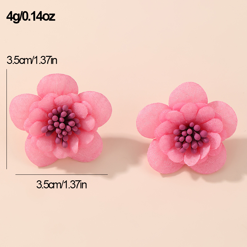 1 Pair Cute Lady Sweet Flower Inlay Cloth Artificial Pearls Ear Studs display picture 52