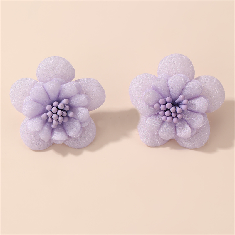 1 Pair Cute Lady Sweet Flower Inlay Cloth Artificial Pearls Ear Studs display picture 53