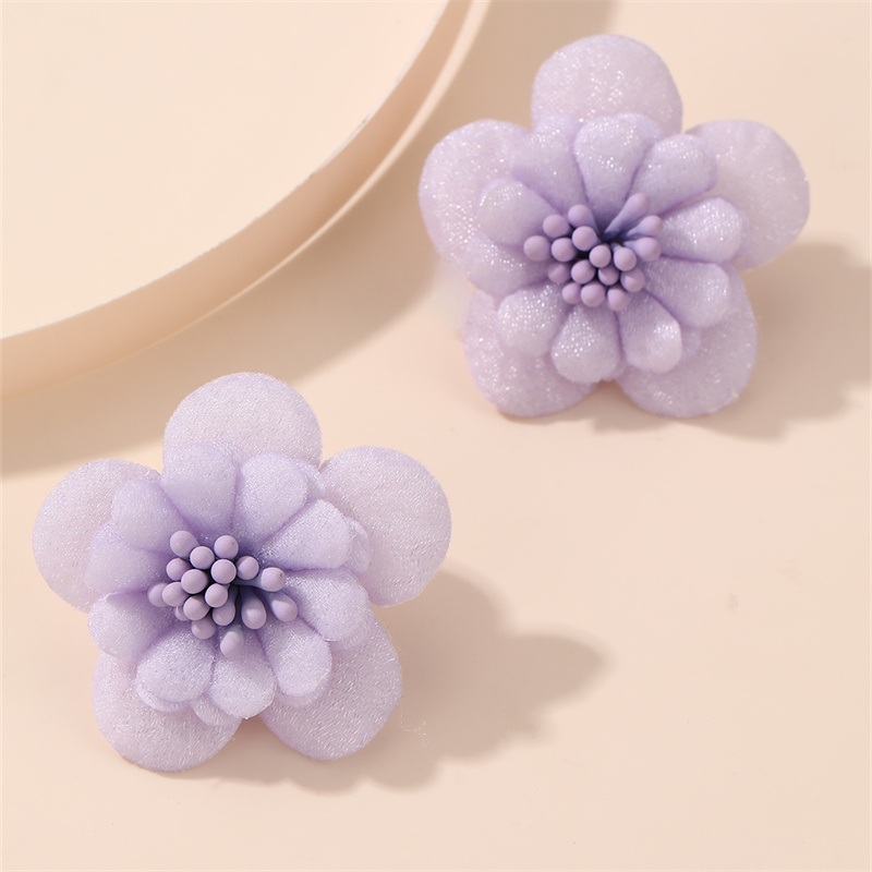 1 Pair Cute Lady Sweet Flower Inlay Cloth Artificial Pearls Ear Studs display picture 55