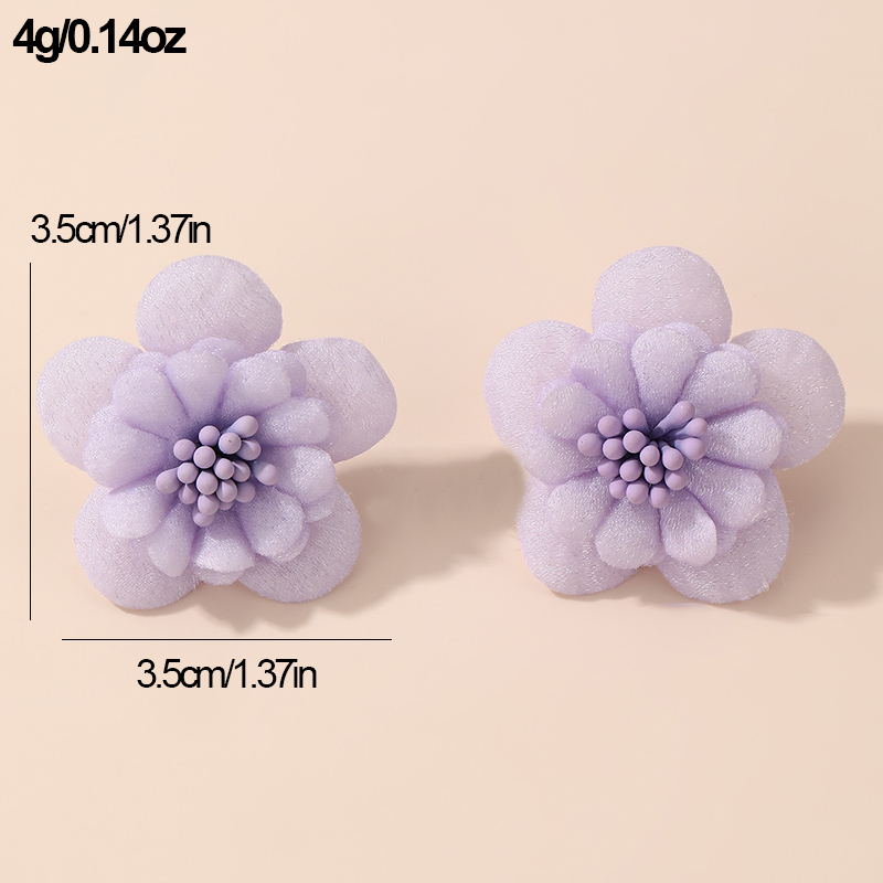 1 Pair Cute Lady Sweet Flower Inlay Cloth Artificial Pearls Ear Studs display picture 58