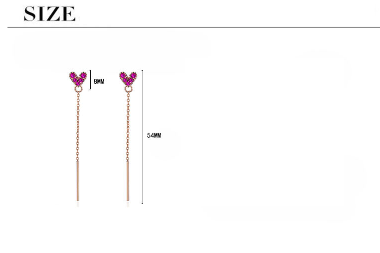 1 Pair Simple Style Shiny Heart Shape Chain Inlay Copper Zircon Drop Earrings Ear Studs display picture 13