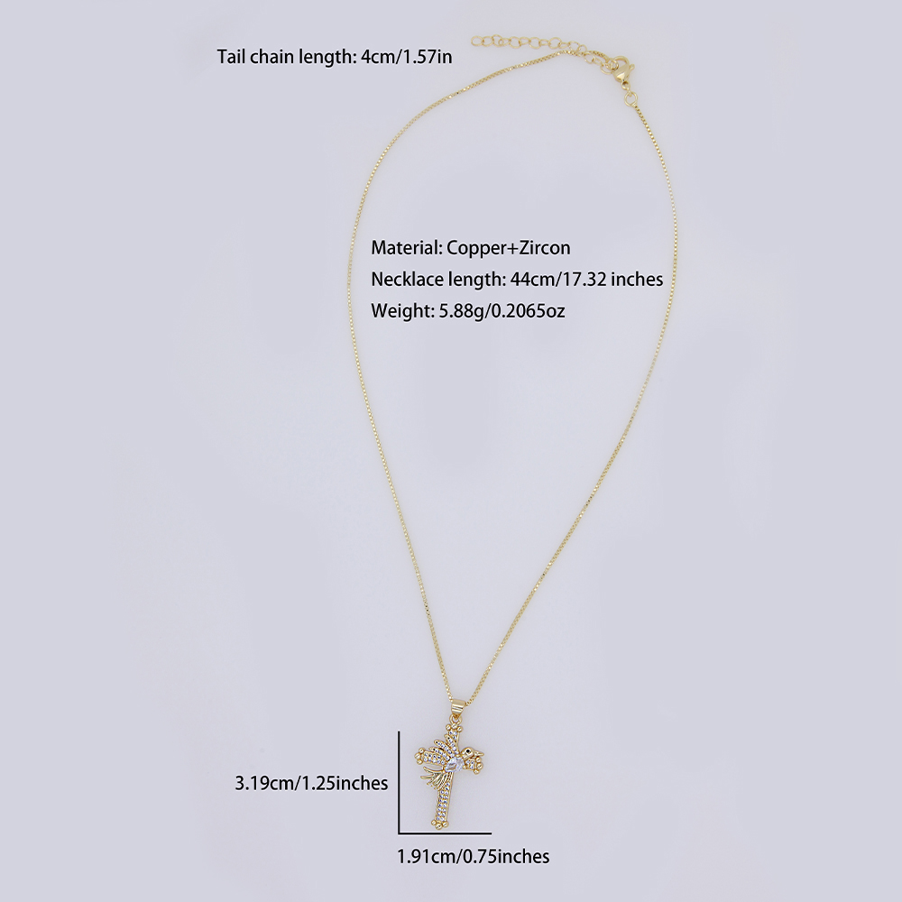 Copper 18K Gold Plated Modern Style Classic Style Cool Style Inlay Cross Bird Zircon Pendant Necklace display picture 1