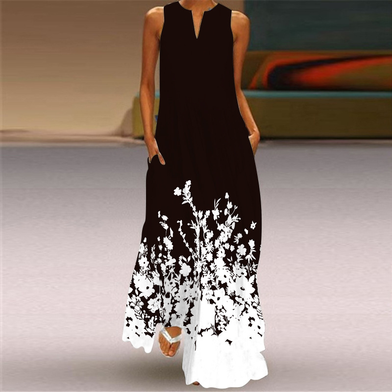 Femmes Robe Régulière Élégant Col En V Sans Manches Fleur Papillon Maxi Longue Robe Banquet Fête Date display picture 9