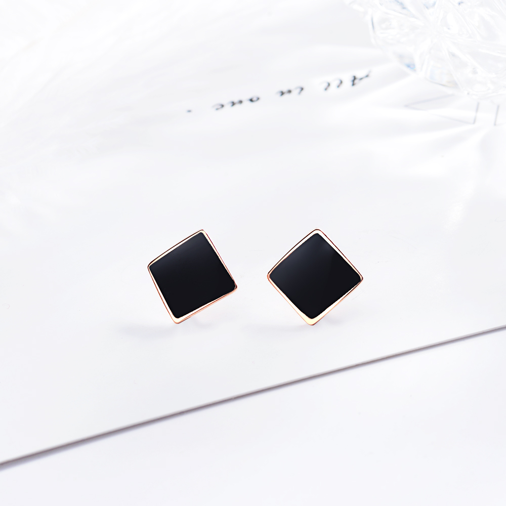 1 Pair Simple Style Geometric Epoxy Copper Ear Studs display picture 2