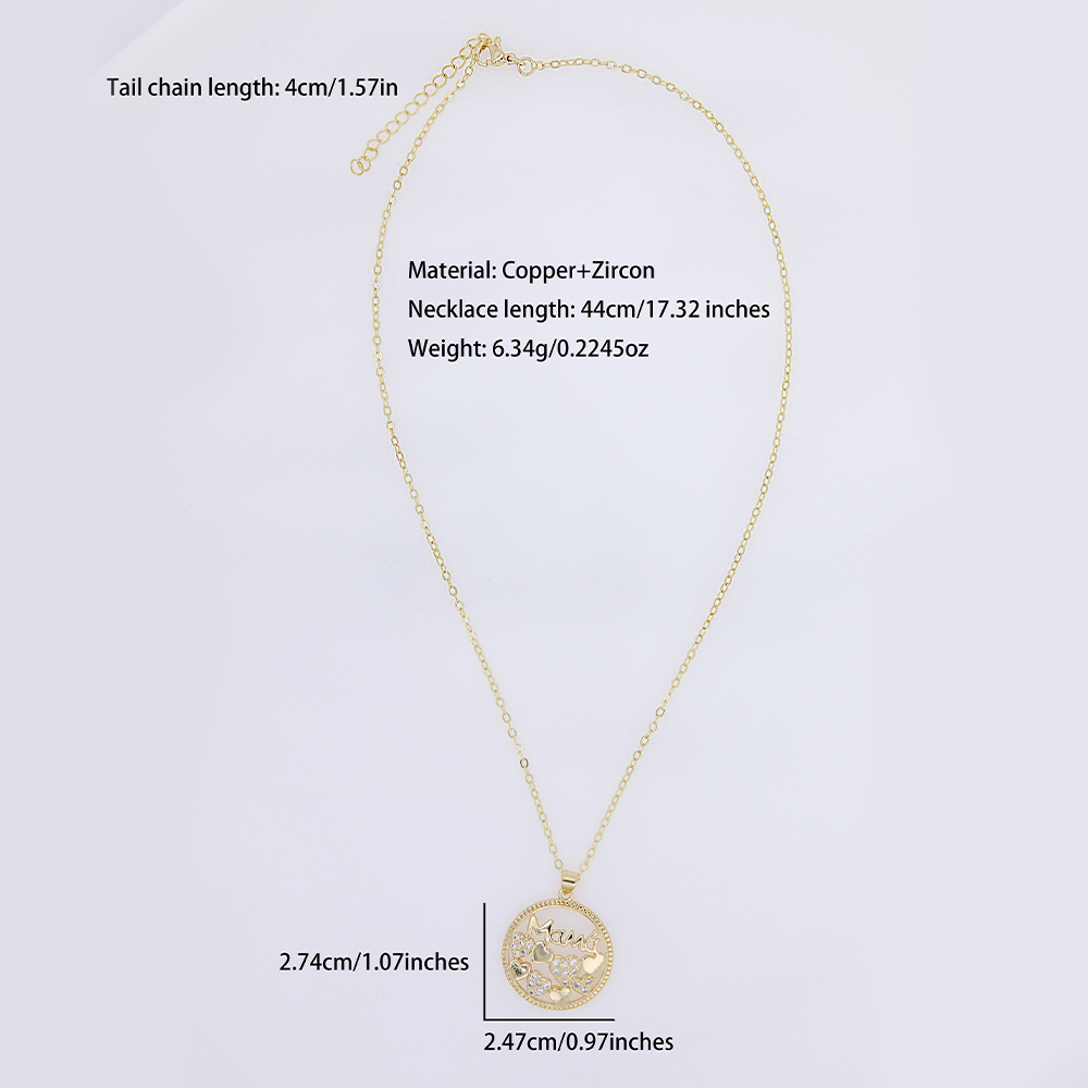 Cobre Chapados en oro de 18k Blanco Oro Plateado Elegante Señora Embutido Forma De Corazón Circón Collar Colgante display picture 1