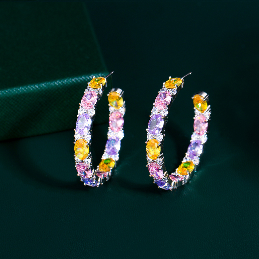 1 Pair Elegant Lady Sweet C Shape Plating Inlay Copper Zircon Earrings display picture 6
