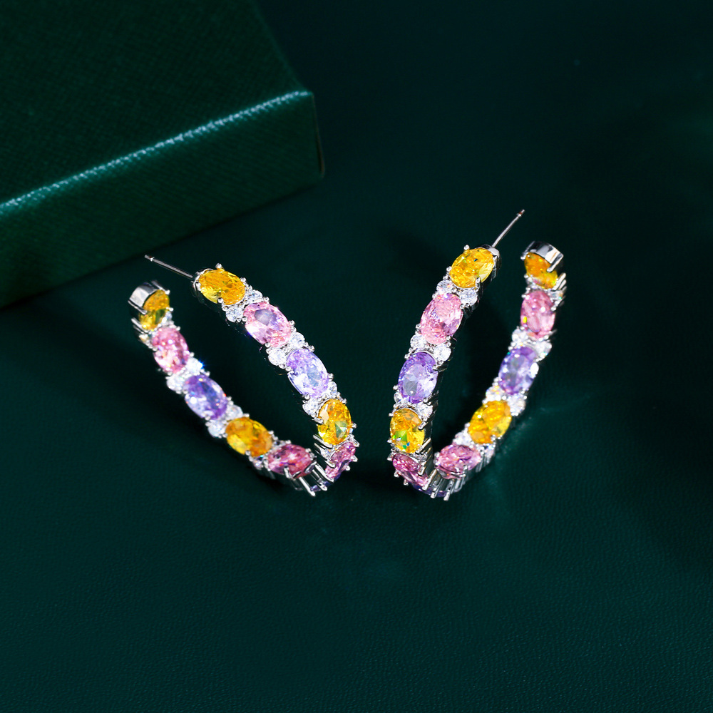 1 Pair Elegant Lady Sweet C Shape Plating Inlay Copper Zircon Earrings display picture 7