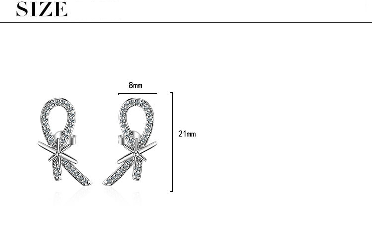 1 Paire Style Simple Style Classique Noeud D'Arc Incruster Le Cuivre Strass Boucles D'Oreilles display picture 12