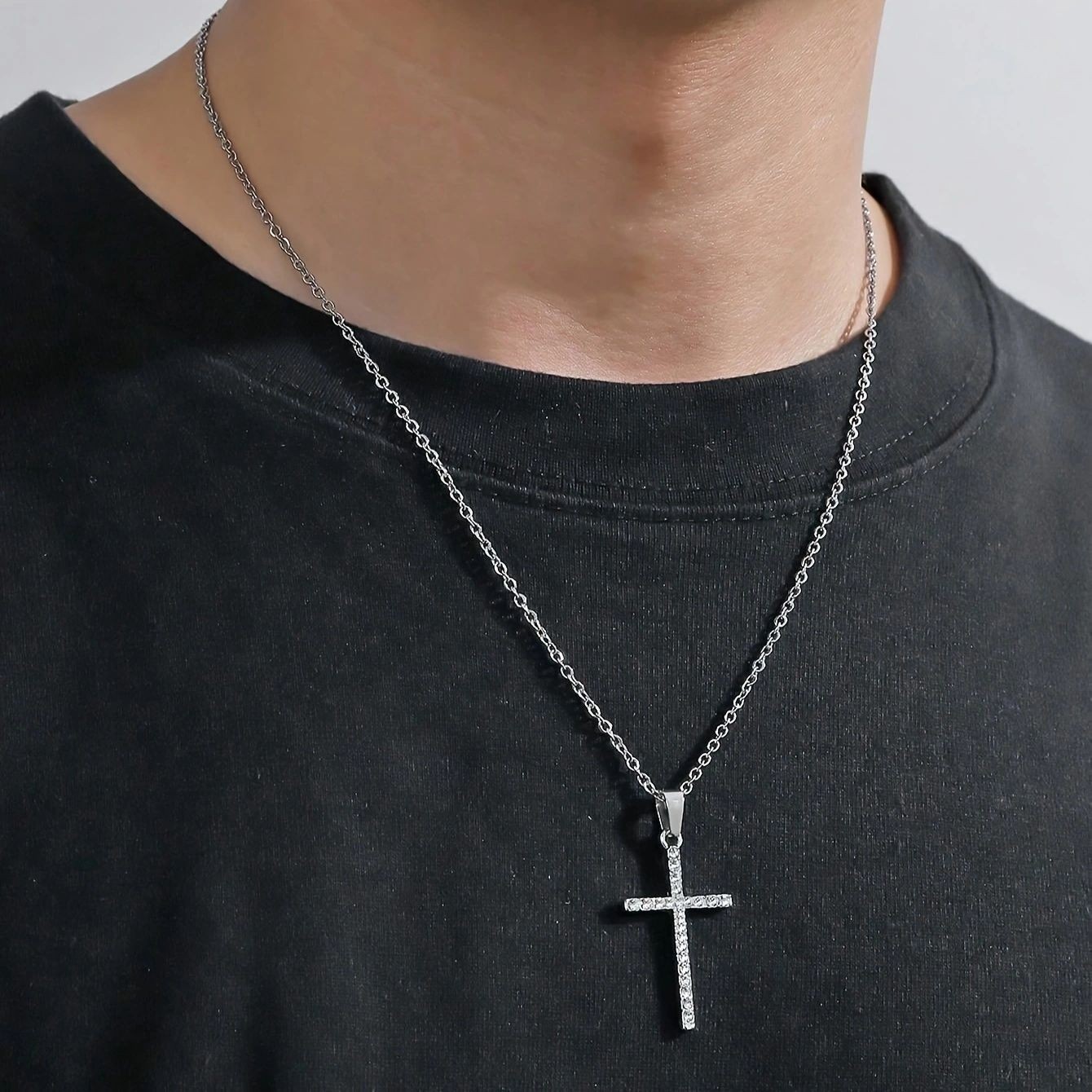 Basic Modern Style Classic Style Geometric Cross Alloy Inlay Zircon Silver Plated Unisex Bracelets Necklace display picture 4