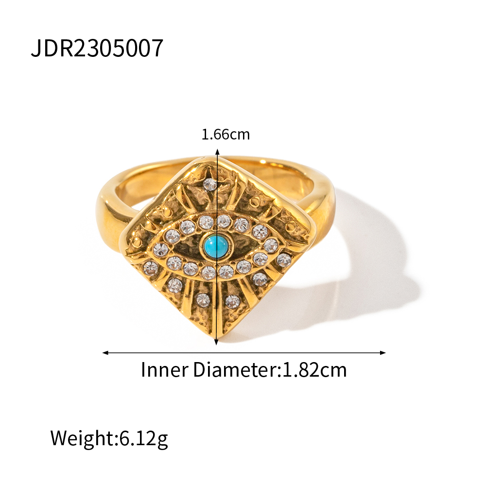 IG Style Classic Style Cool Style Devil's Eye 316 Stainless Steel  18K Gold Plated Rings In Bulk display picture 1