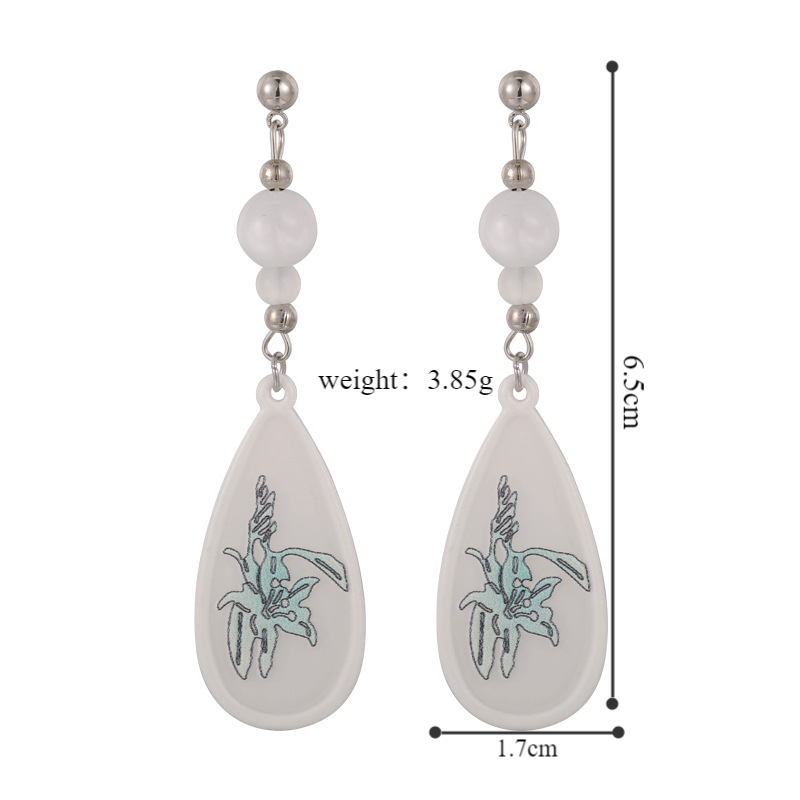 1 Pair Chinoiserie Simple Style Color Block Arylic Drop Earrings display picture 1