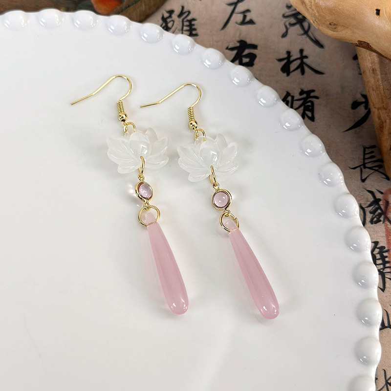 1 Pair Simple Style Classic Style Color Block Inlay Resin Opal Drop Earrings display picture 9