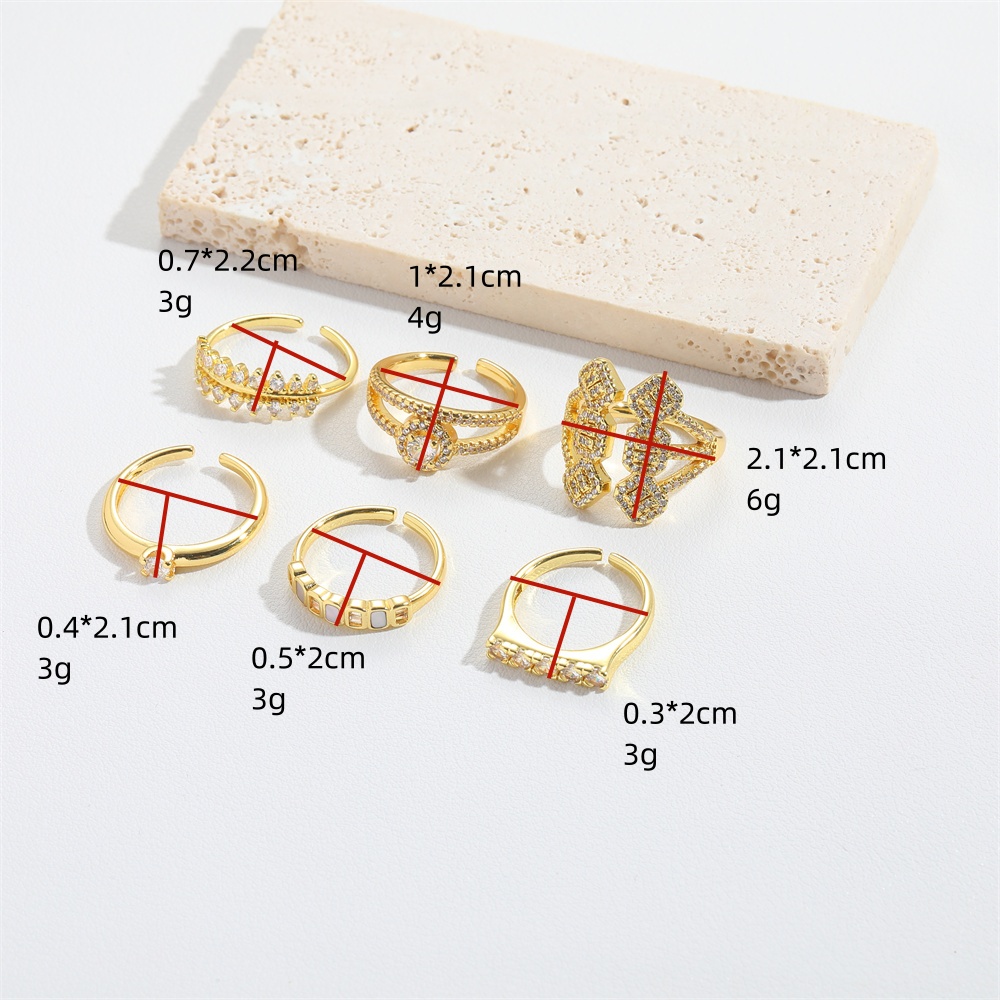 Copper 14K Gold Plated Vintage Style Simple Style Commute Inlay Geometric Zircon Open Rings display picture 7