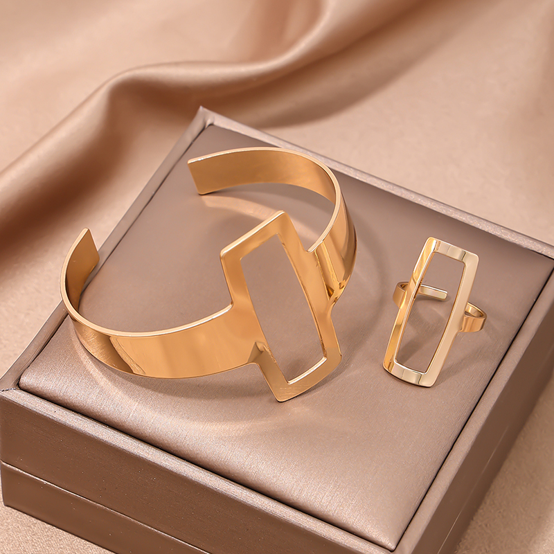 Basic Modern Style Classic Style Geometric Cross Solid Color Alloy Hollow Out Women's Rings Bracelets display picture 5