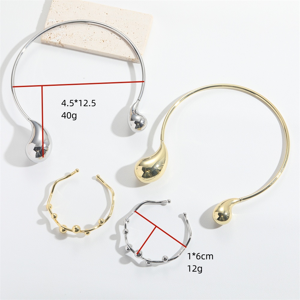 Copper Gold Plated Simple Style Classic Style Plating Inlay Water Droplets Rhinestones Bracelets Necklace display picture 9