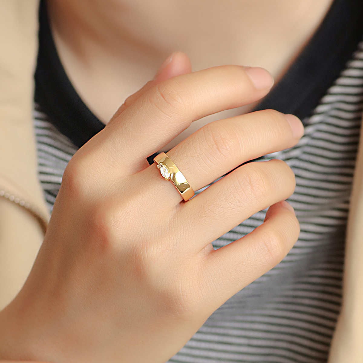 Copper 18K Gold Plated Basic Modern Style Classic Style Inlay Irregular Geometric Zircon Open Rings display picture 9