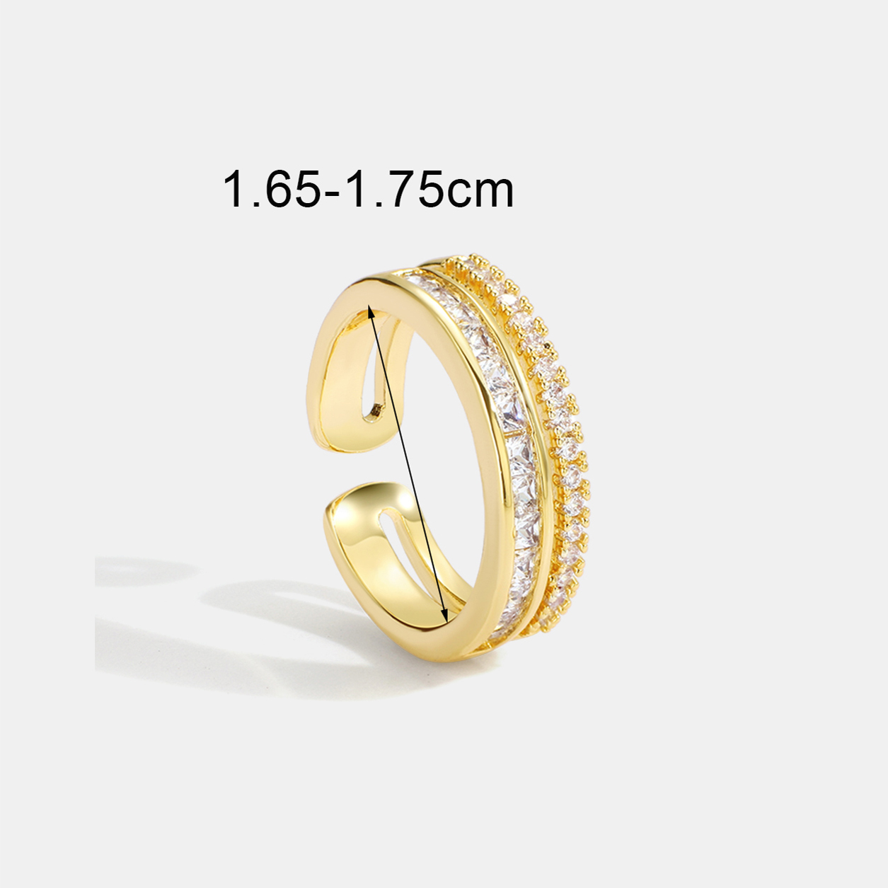 Copper 18K Gold Plated Basic Modern Style Classic Style Inlay Geometric Zircon Open Rings display picture 1