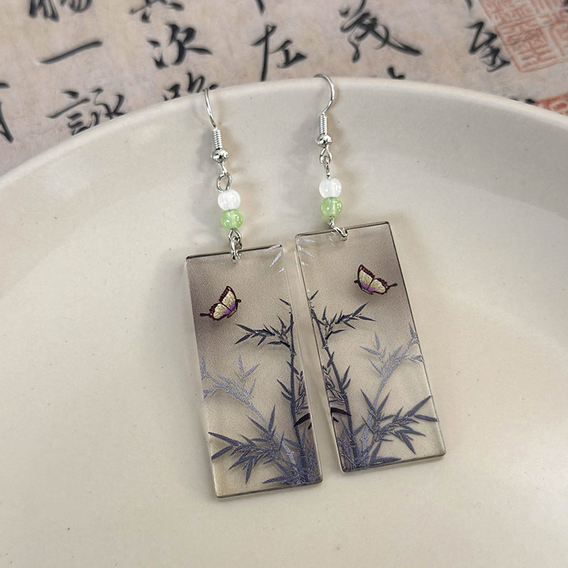 1 Pair Simple Style Classic Style Color Block Printing Arylic Drop Earrings display picture 17