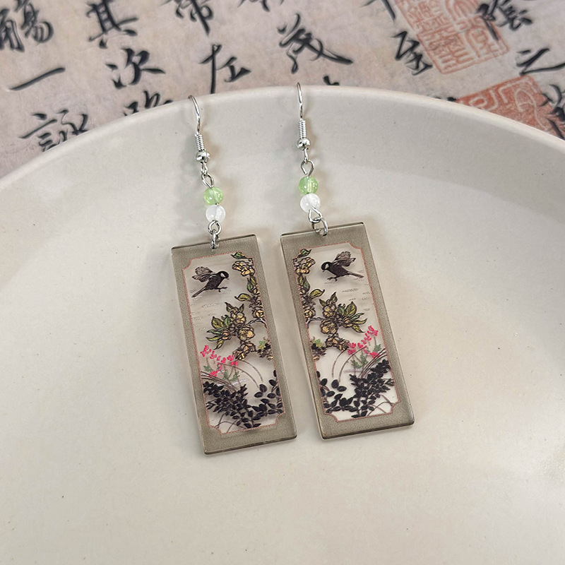 1 Pair Simple Style Classic Style Color Block Printing Arylic Drop Earrings display picture 18