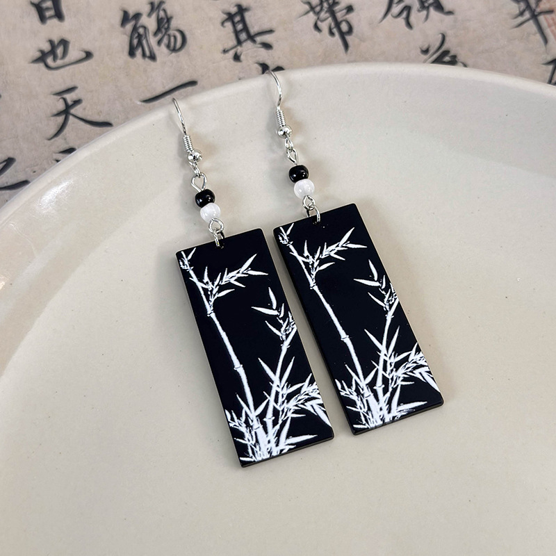 1 Pair Simple Style Classic Style Color Block Printing Arylic Drop Earrings display picture 9