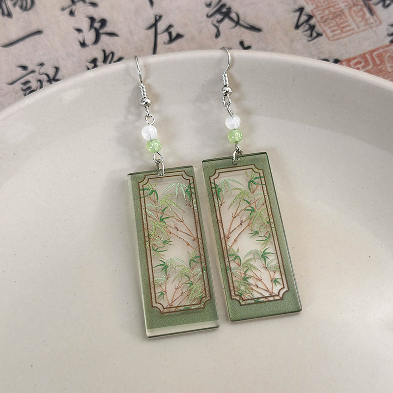 1 Pair Simple Style Classic Style Color Block Printing Arylic Drop Earrings display picture 15