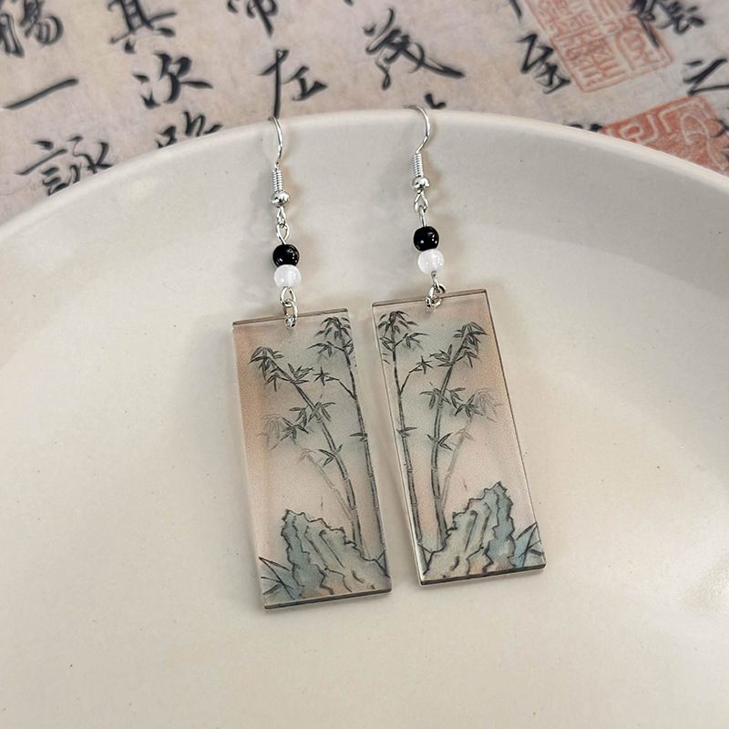 1 Pair Simple Style Classic Style Color Block Printing Arylic Drop Earrings display picture 16
