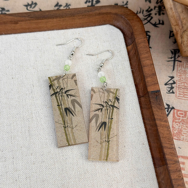 1 Pair Simple Style Classic Style Color Block Printing Arylic Drop Earrings display picture 21