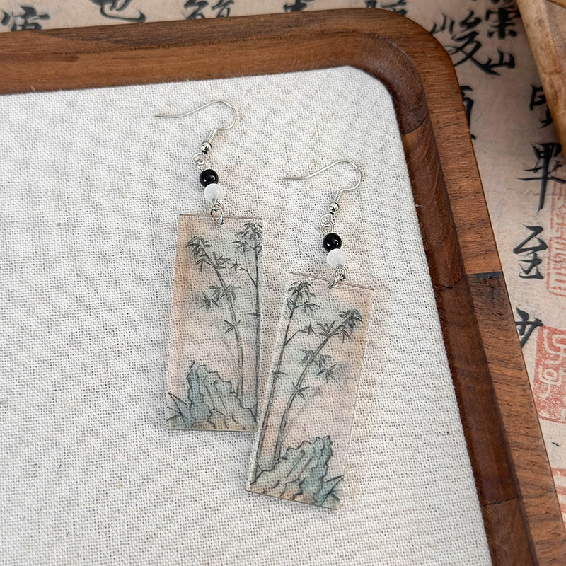 1 Pair Simple Style Classic Style Color Block Printing Arylic Drop Earrings display picture 26