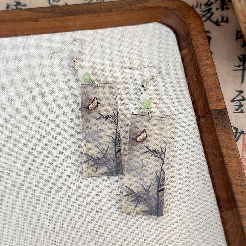 1 Pair Simple Style Classic Style Color Block Printing Arylic Drop Earrings display picture 24