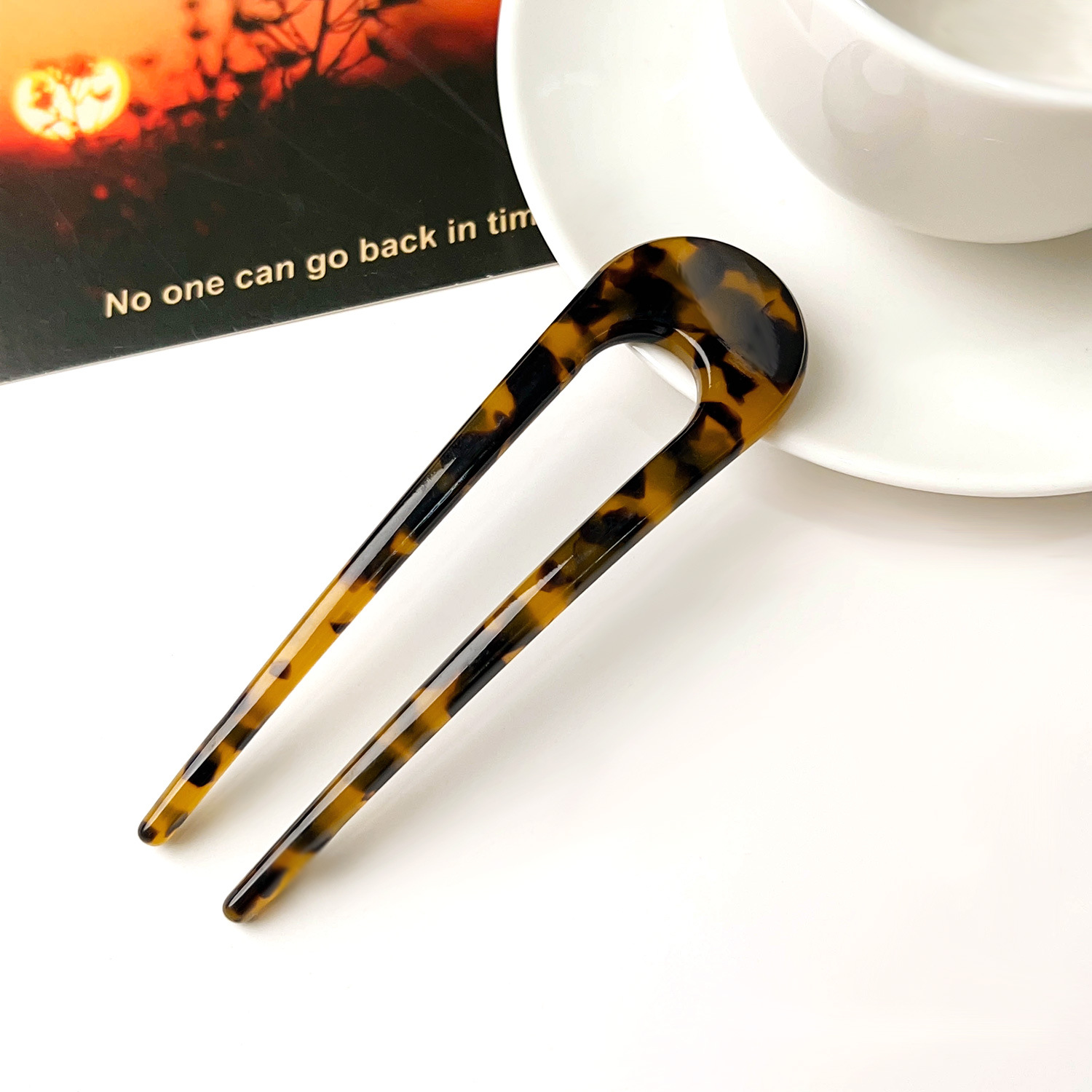 Women's Simple Style Classic Style U Shape Acetic Acid Sheets Printing Hair Clip display picture 9