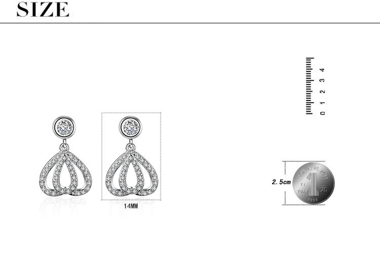 1 Paar Einfacher Stil Glänzend Herzform Aushöhlen Inlay Kupfer Zirkon Rosengoldbeschichtet Weißgold Plattiert Tropfenohrringe display picture 12