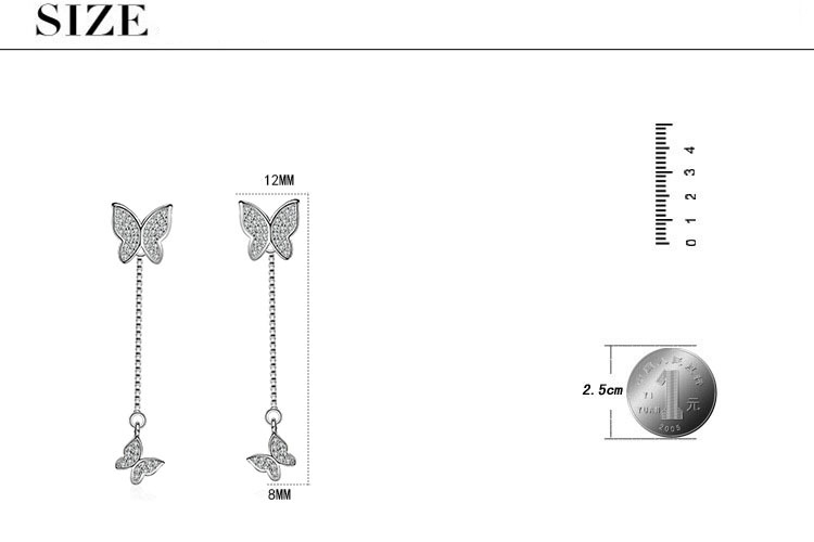 1 Par Estilo Simple Brillante Mariposa Cadena Embutido Cobre Circón Pendientes De Gota display picture 12