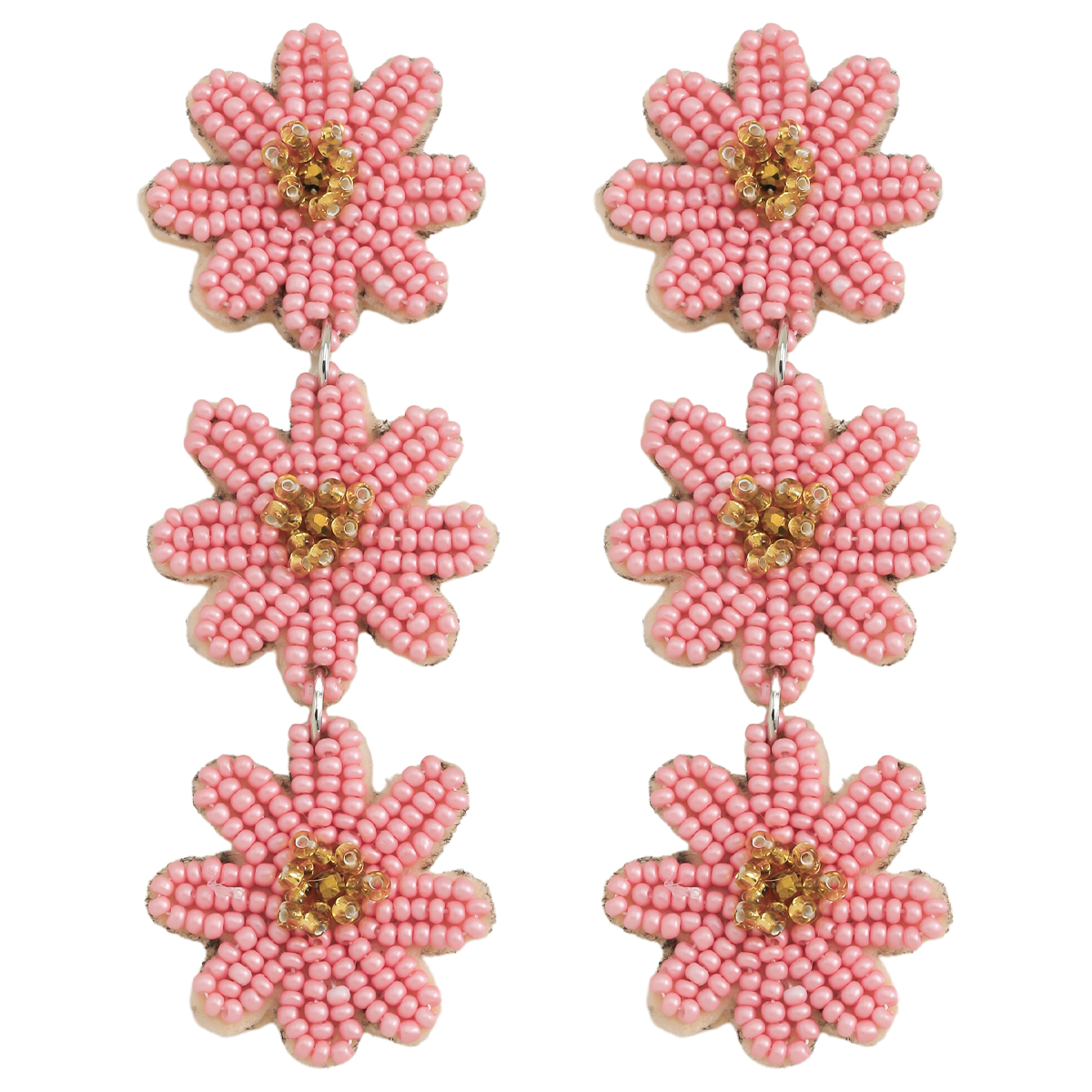 1 Pair Cute Vacation Flower Beaded Inlay Seed Bead Drop Earrings display picture 12