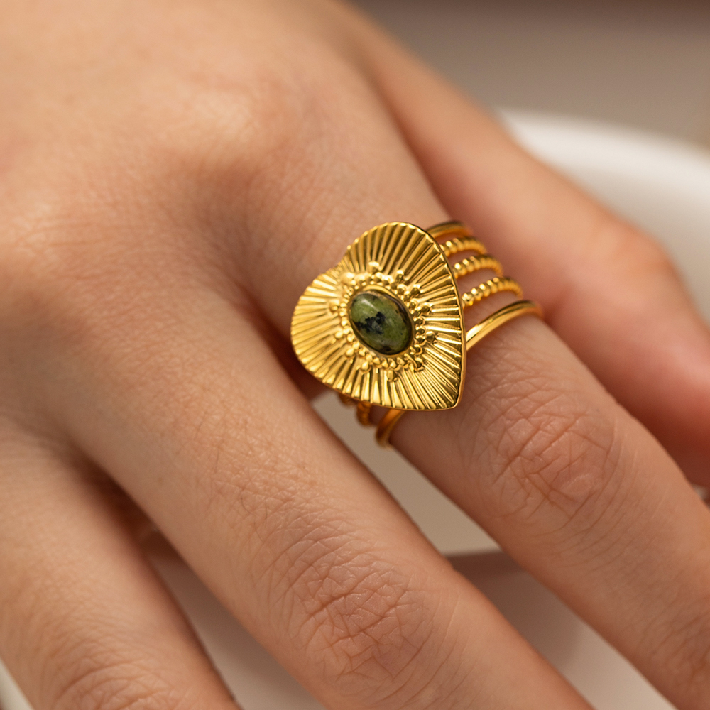 IG-Stil Elegant Dame Herzform Edelstahl 304 18 Karat Vergoldet Offener Ring In Masse display picture 2