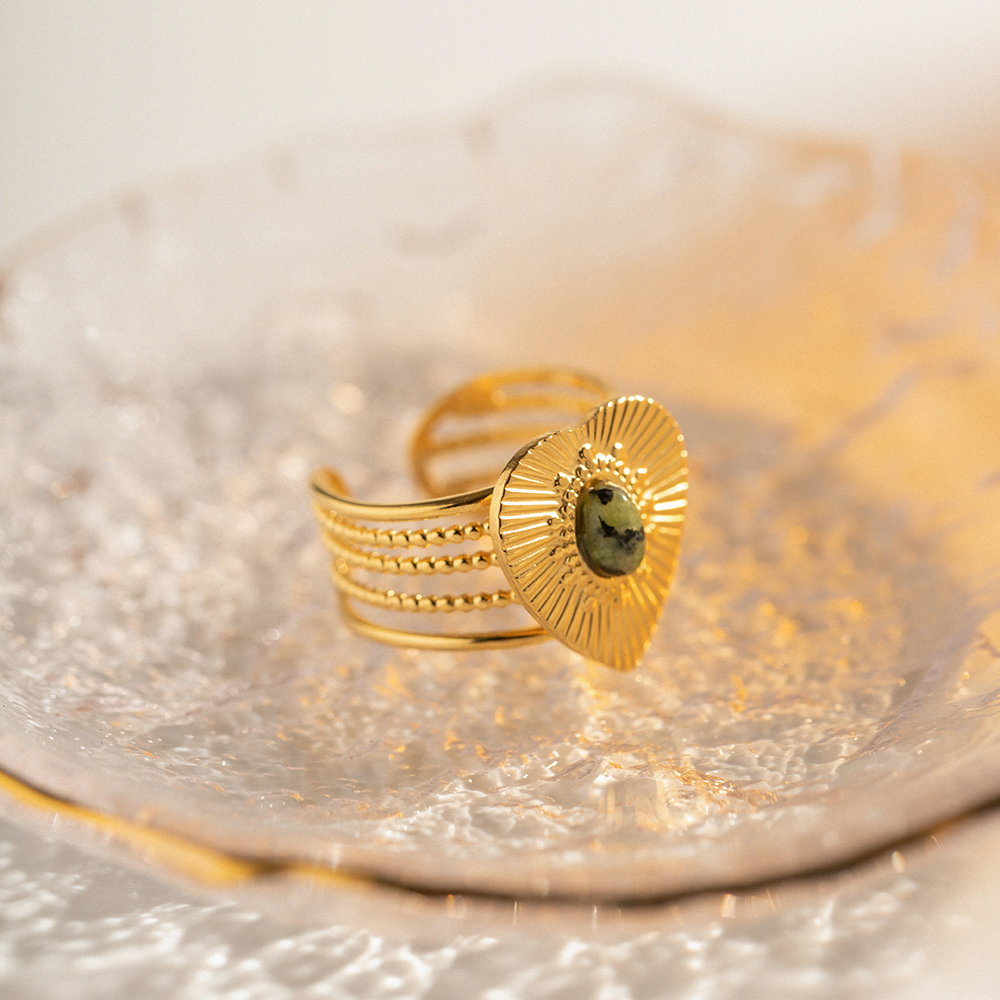IG-Stil Elegant Dame Herzform Edelstahl 304 18 Karat Vergoldet Offener Ring In Masse display picture 3