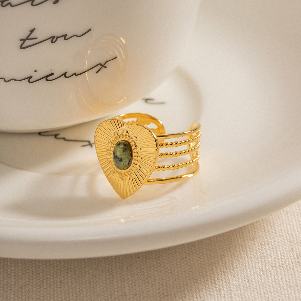 IG-Stil Elegant Dame Herzform Edelstahl 304 18 Karat Vergoldet Offener Ring In Masse display picture 7