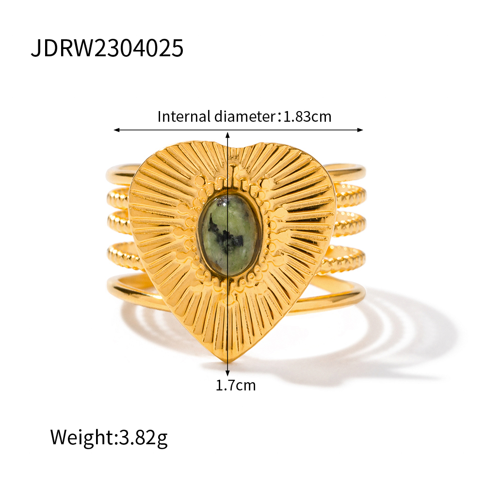 IG-Stil Elegant Dame Herzform Edelstahl 304 18 Karat Vergoldet Offener Ring In Masse display picture 1