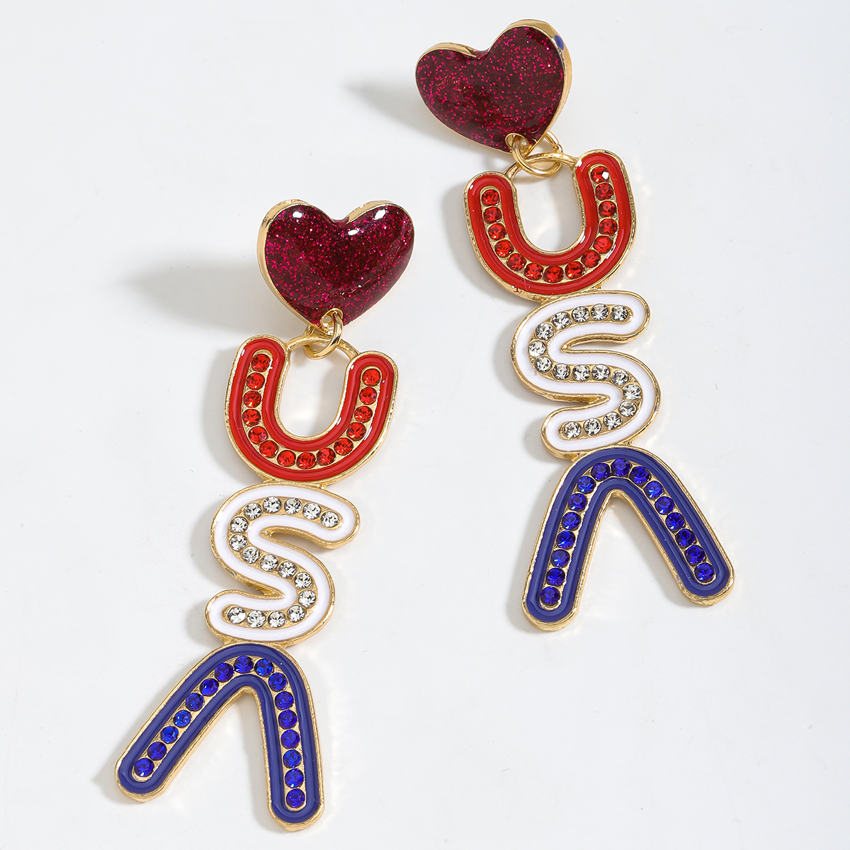 1 Pair Elegant Simple Style Classic Style Letter Inlay Alloy Rhinestones Seed Bead Drop Earrings display picture 8
