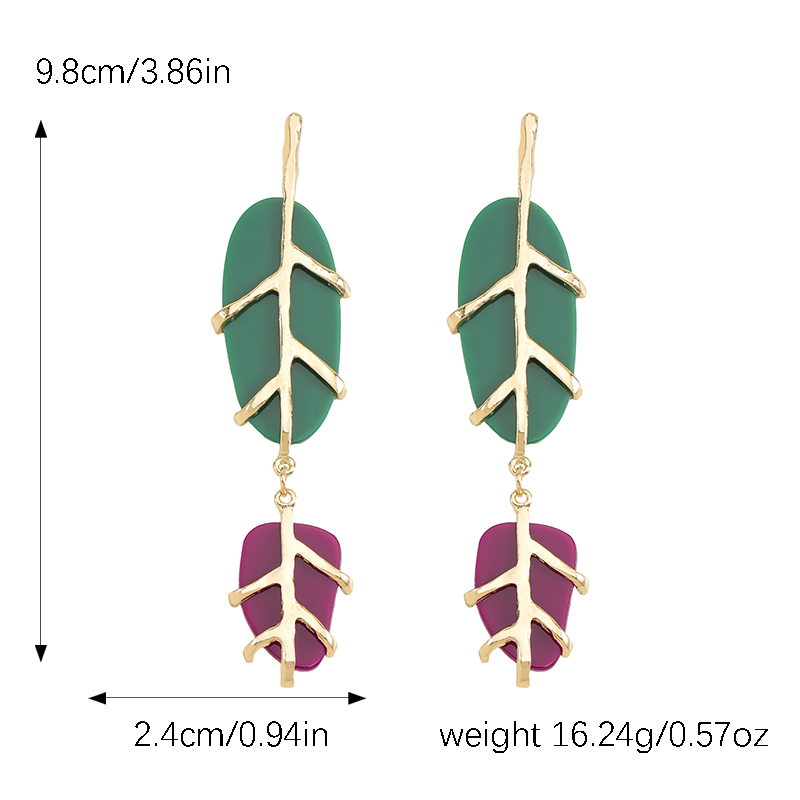 1 Pair Simple Style Classic Style Leaves Inlay Synthetic Resin Alloy Resin Drop Earrings display picture 7