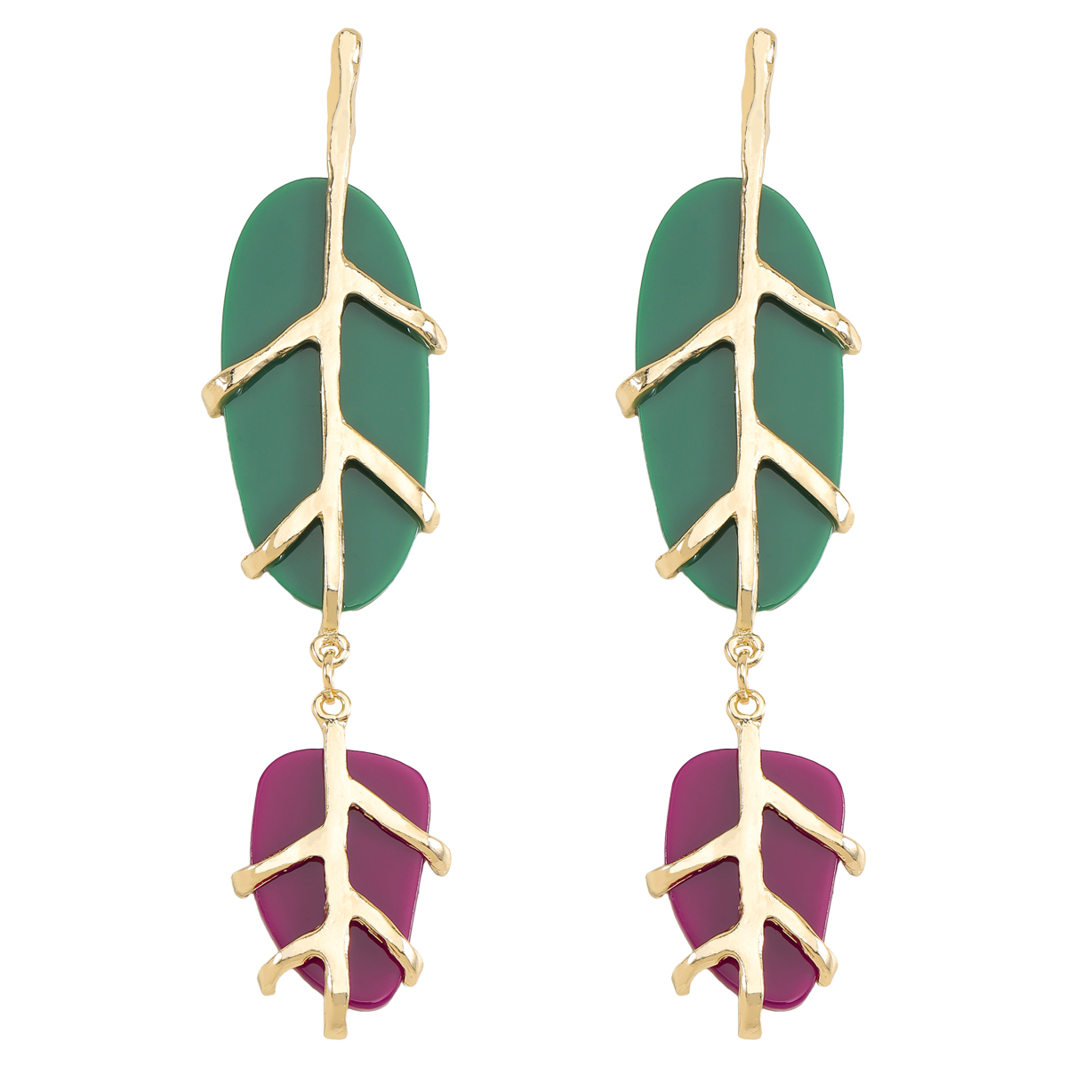 1 Pair Simple Style Classic Style Leaves Inlay Synthetic Resin Alloy Resin Drop Earrings display picture 8